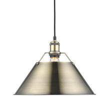 Golden 3306-L AB-AB - Yep by Golden Lighting Orwell 1-light 14in Pendant in Aged Brass